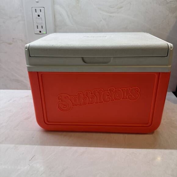 VTG Small Coleman Flip Lid Pink Bubbalicious Mini Cooler 5205 5QT Lunch Box - Picture 2 of 9